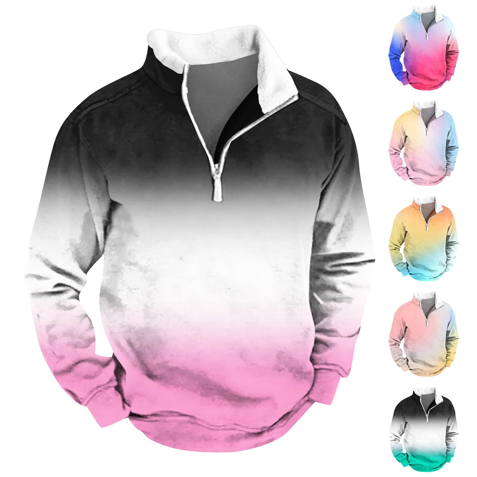 Wahaha123 Lente en herfst herensweatshirt met staande kraag is outdoor casual truien tops XXXXXL roze