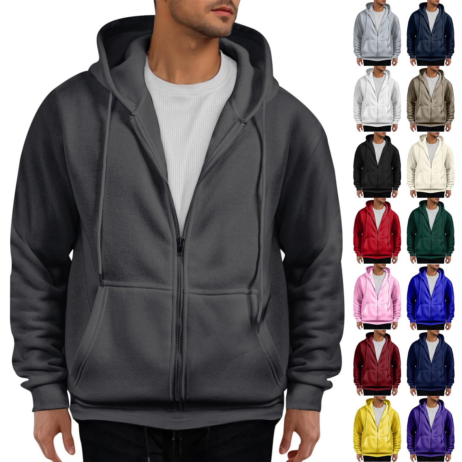 Timoduizhang Heren Hoodie met trekkoord, lange mouwen, hoodie, sweatshirt met volledige ritssluiting, casual hoodie met zak XL geel