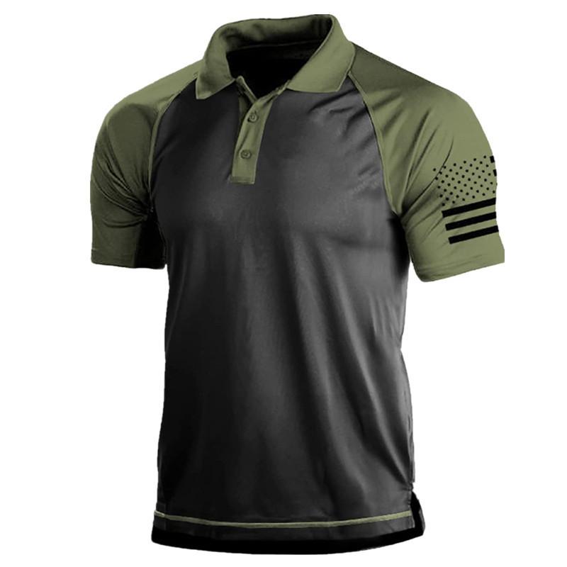 ForYourBeauty Poloshirt met korte mouwen voor heren, polokraag met print, golfkleding, casual poloshirts voor heren S legergroene kleur