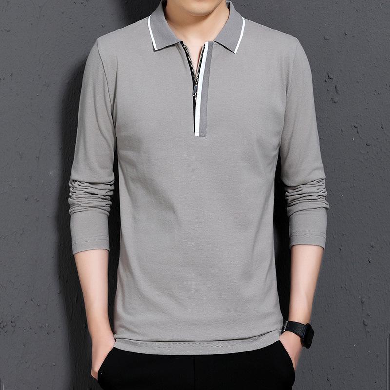HerSight Mode T-shirt Heren Plus Size Poloshirt met rits Paars Zwart Grijs Basis Top Zakenlieden Lange mouwen Losse herfstoverhemden XXL paars