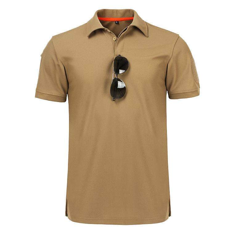 SHIZI Heren sneldrogende geborduurde poloshirts zomer op maat grote militaire kleding tactische effen turn-down leger-T-shirts XXL zwart