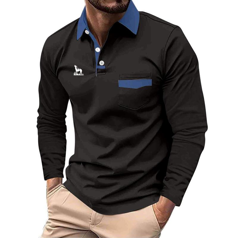 Haodingfushi Heren Lente Herfst Lange Mouw Turn-down Kraag Polo Shirt Heren Sport Golf Polo Shirt Tops XL wit