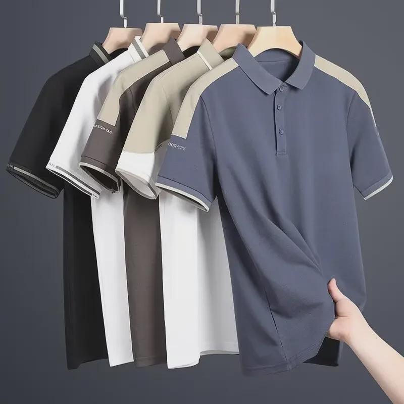 VantaGoods Heren zomerse Ice Silk polo met korte mouwen: Lichtgewicht, elastisch, ademend en loszittend sport-T-shirt 5X-Large blauw