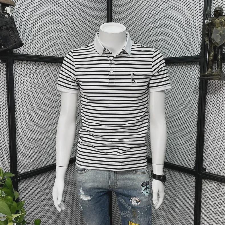 VantaGoods Heren High-End Gestreept Poloshirt - Slim Fit, Veelzijdige Mode voor Zomer 2022 XL blauw