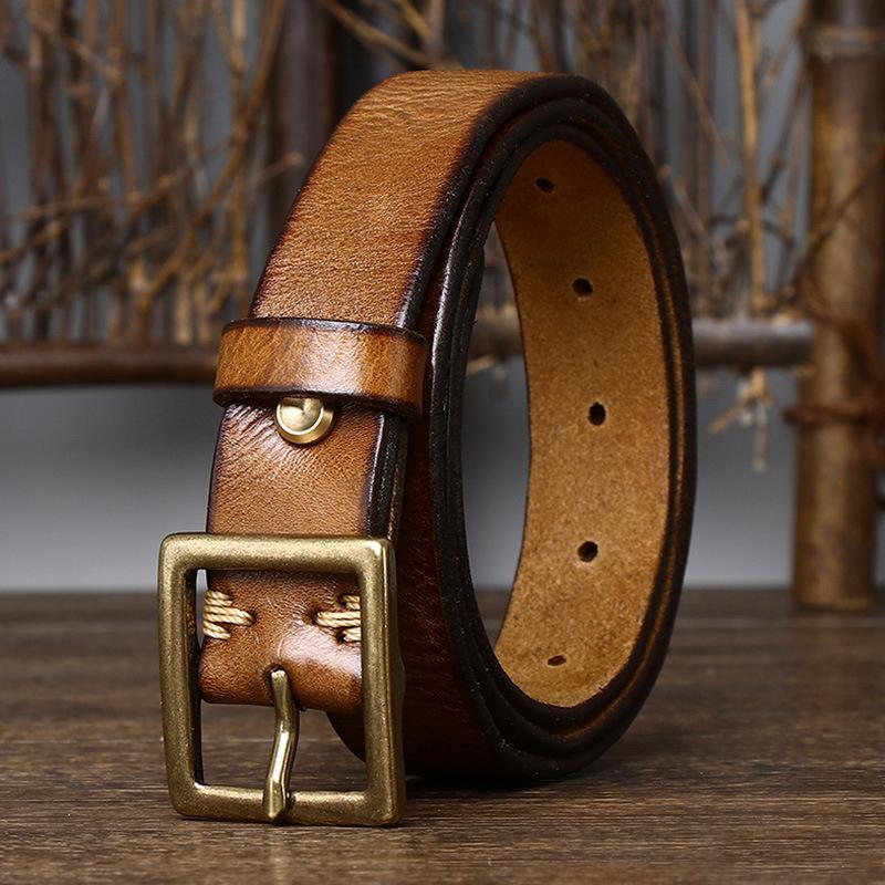 First quality glasses 2,8 cm breedte retro dames jeansriem lederen riem dames ceinture vintage messing riem gesp lederen riem voor dames taille 100cm kaki