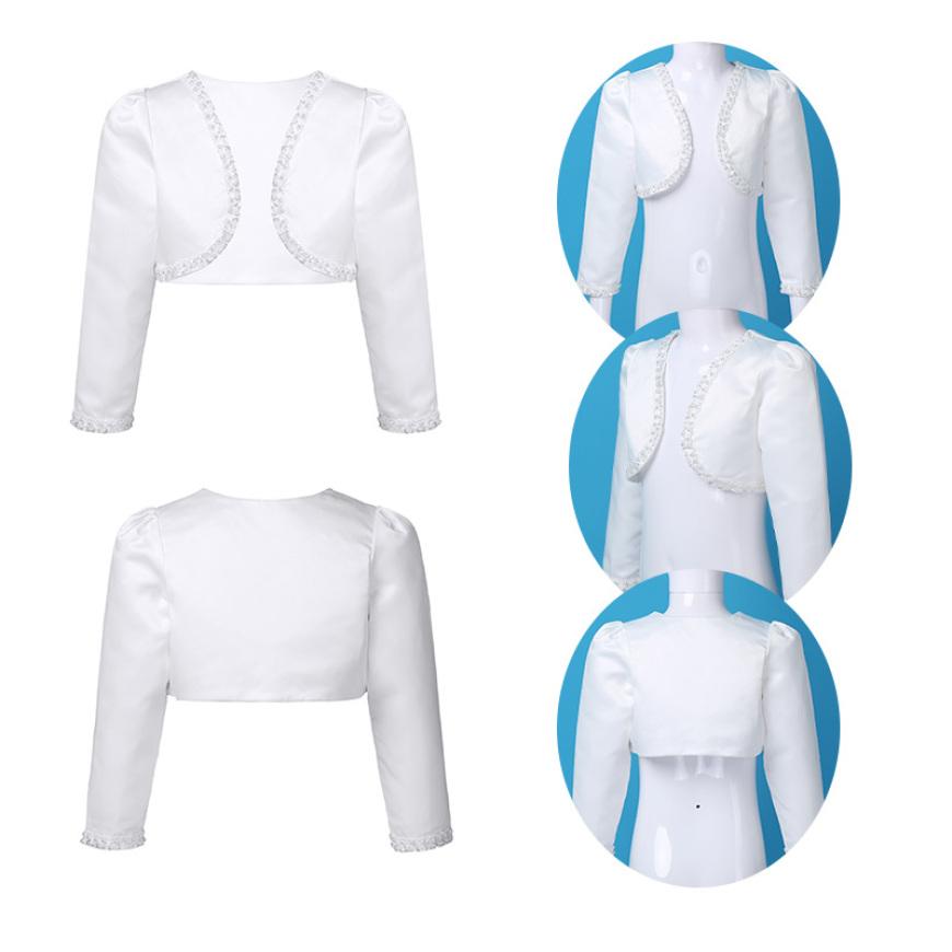 IEFiEL Meisjes Lange Mouw Bolero Shrug Bloemenmeisjesjurk Cover Up Kinderen Kort Jasje Cardigan Top 5-6 Years ivoor