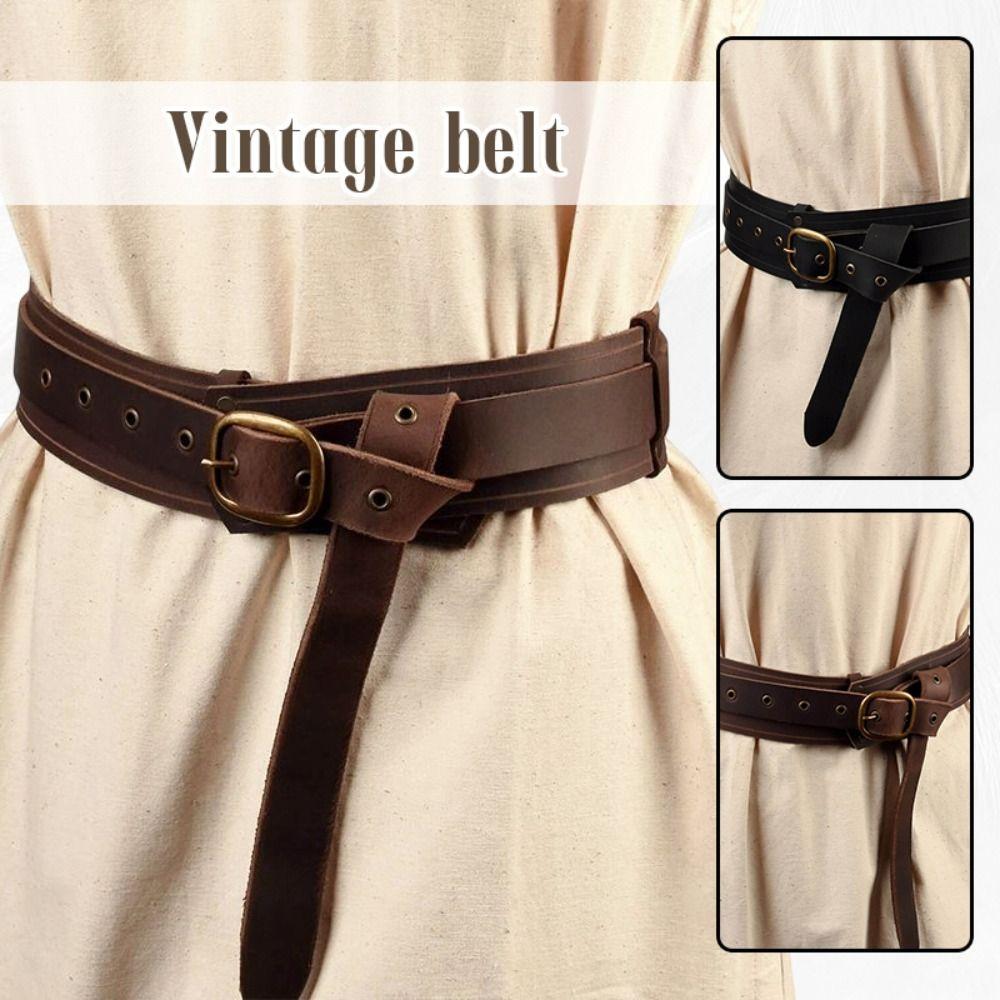 SHhuale Vintage Viking Knight tailleband middeleeuws kostuum accessoires hoge kwaliteit taille riem cosplay bruin