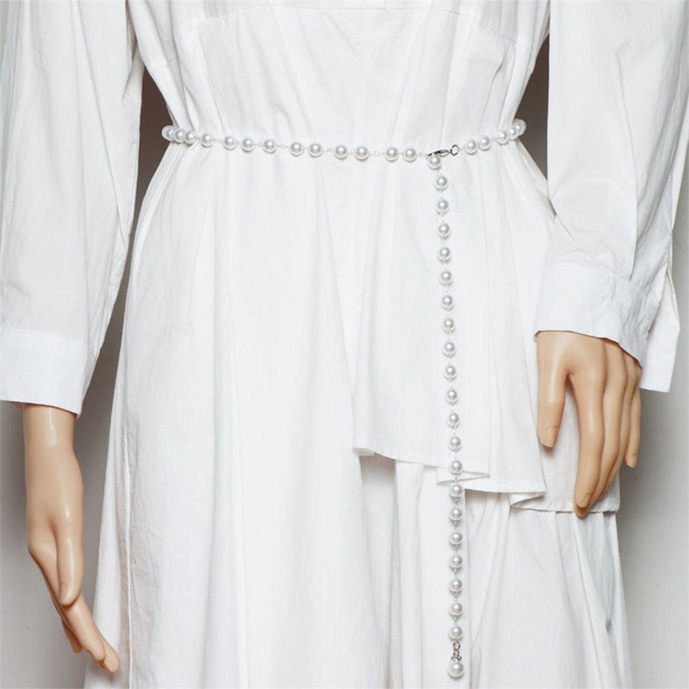 Yuanning Witte tailleband parel parel hanger riem mode taille ketting dames goud
