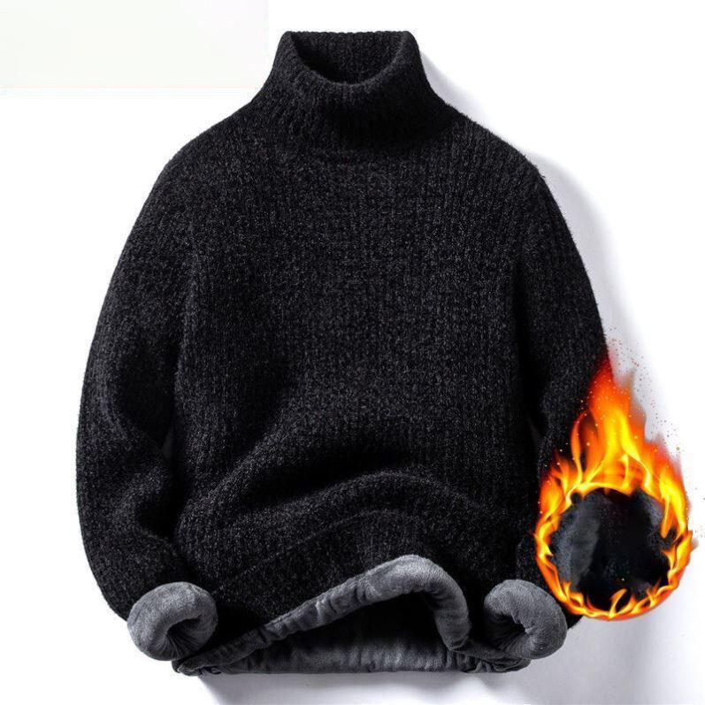JOHO - CarGear Herfst- en winter casual effen fleece dikke coltruien voor heren M bruin