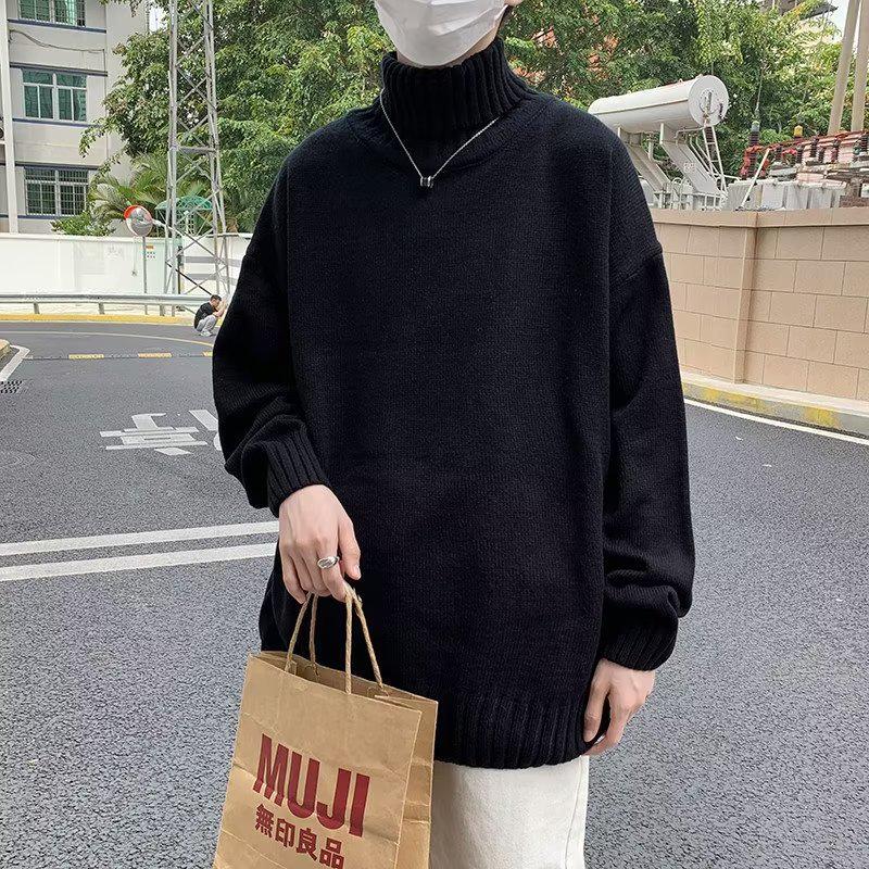 VantaGoods Unisex Retro Koreaanse Hoge Kraag Gebreide Trui - Eenvoudig, Effen en Losse Pasvorm 4XL grijze kleur