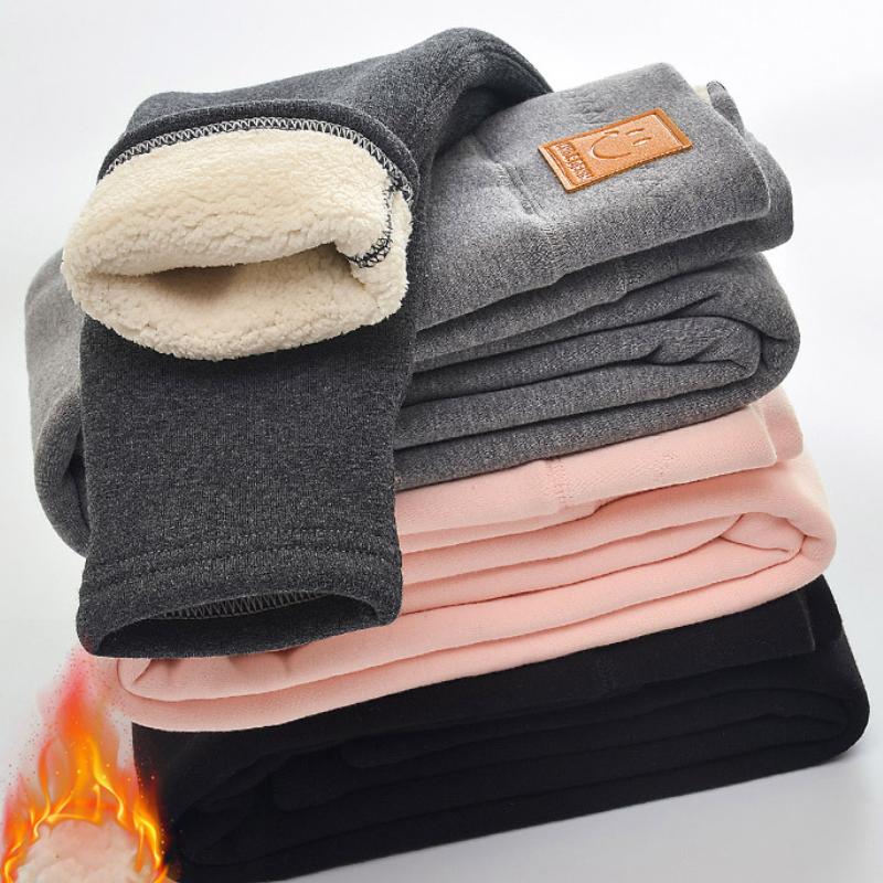 TUOPUDE BABY Meisjes Lamswollen Leggings Fluwelen Verdikking Broek Herfst en Winter Hoge Taille Warme Buitenkleding Katoenen Broek voor Peuters 160 roze