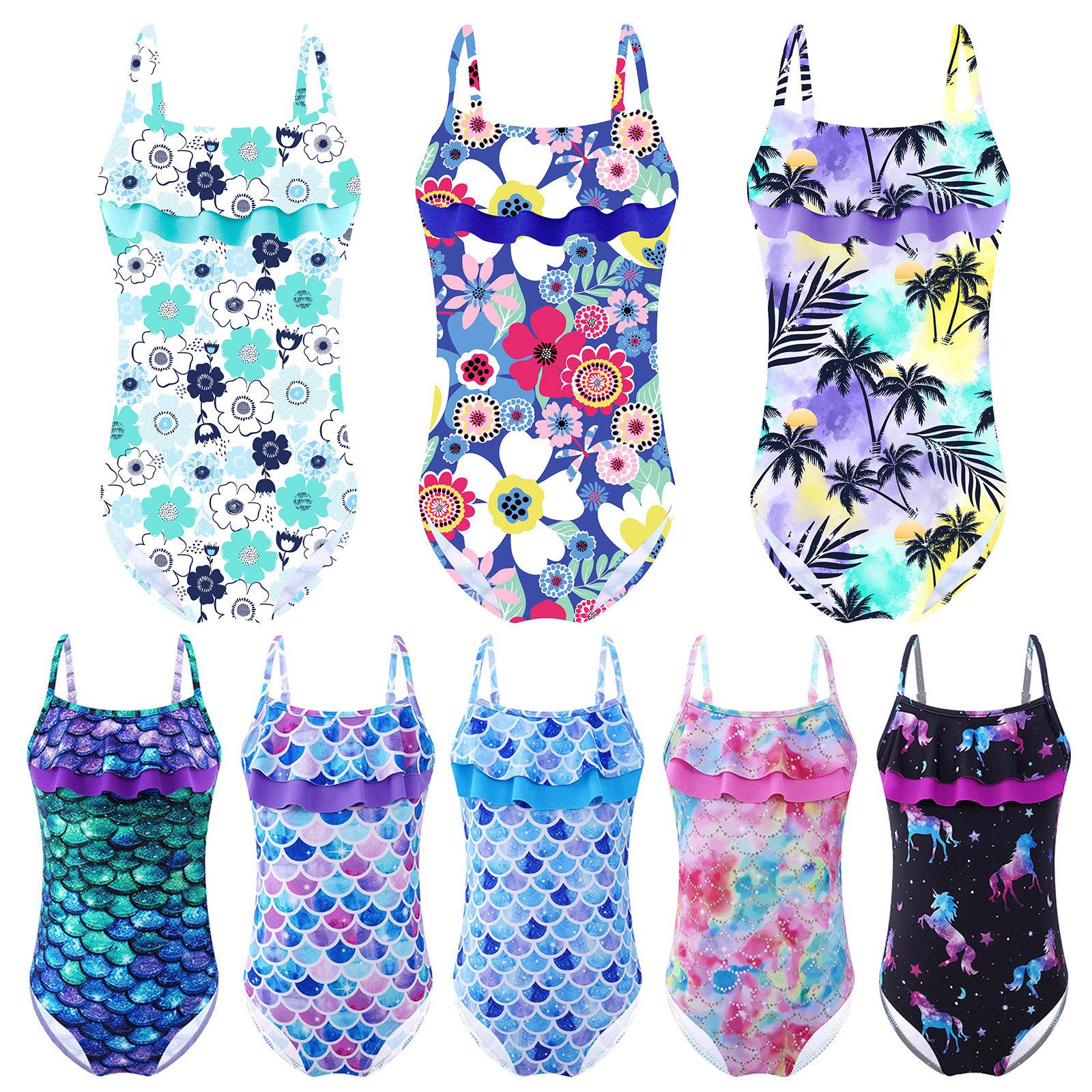 Linjinx Verstelbare bandjes uit één stuk, ruchezoom, zwemjumpsuit, kindermeisjes, badmode, strand, zwembadfeest 11-12 Years zwart