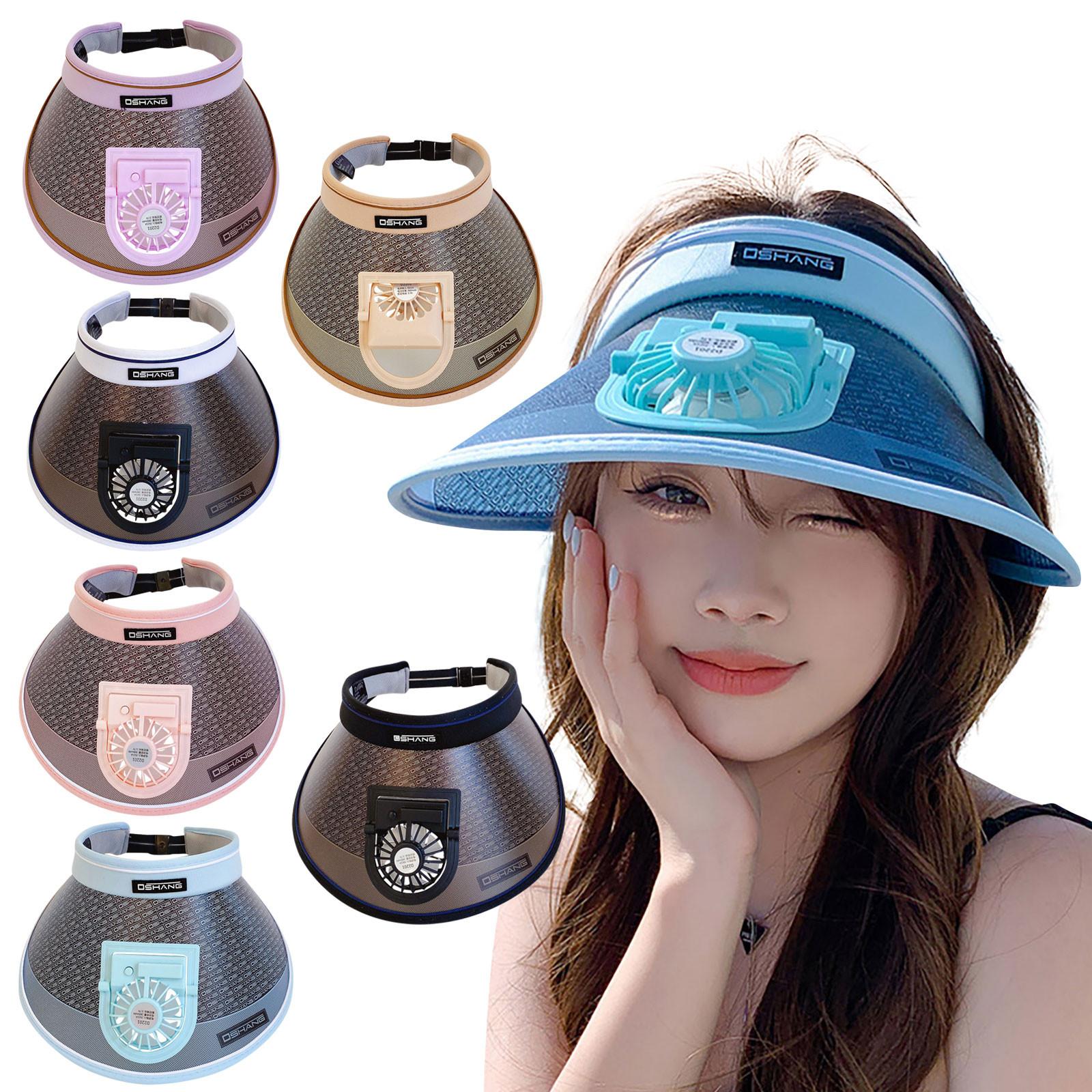 Papij (Qunide) USB-oplaadventilatordop Zomerpet, gekoelde golfhoed, zonnebrandcrèmedop, ademende lege ventilatordop met verstelbare bandjes One Size wit