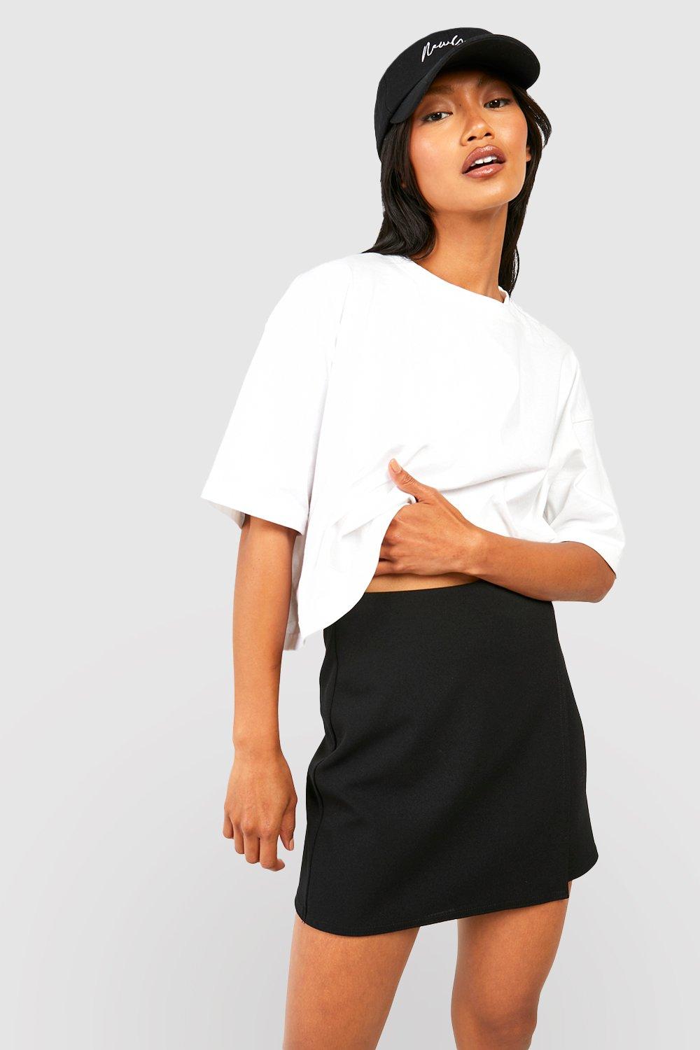 Boohoo Crêpe Wikkel Mini Rokje, Black