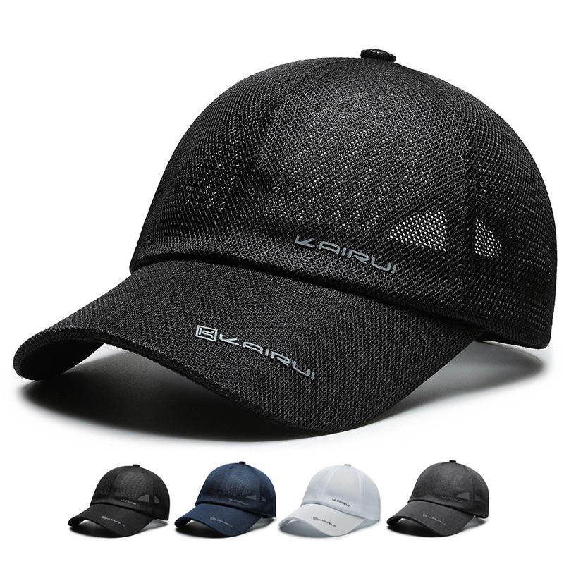 ONIHUA Outdoor Sport Mesh Hoed Mannen Zomer Baseball Cap Vrouwen Golf Vissen Hoeden Paardenstaart Panama Cap Zon Snapbackvisor Hoeden Piek cap 56-60cm zwart