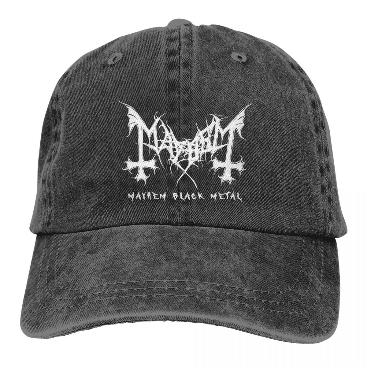 91440118MAC534JW32 Mayhem Black Metal Band Accessoires Unisex Dames Baseball Caps Versleten Denim Caps Hoed Retro Outdoor Running Golf Hoofddeksels One Size