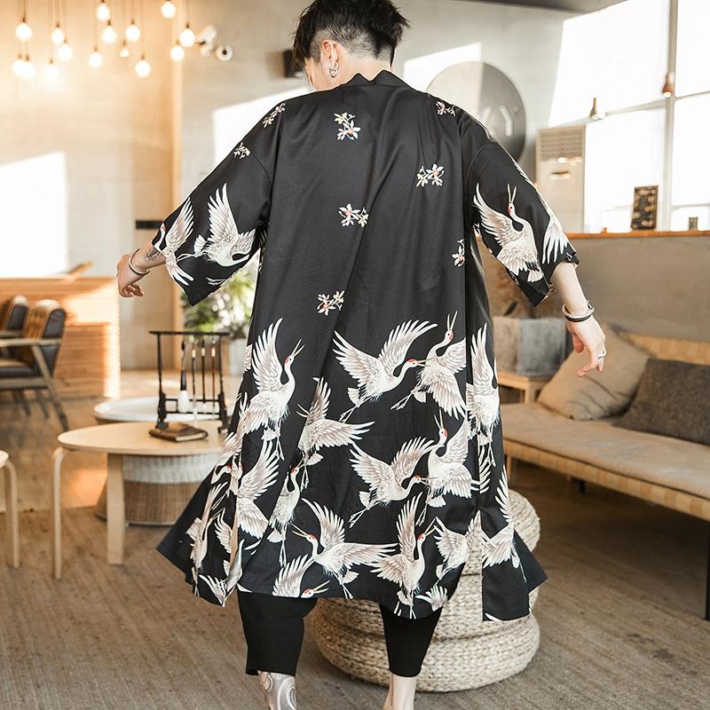 Fashionable life Mannen Japanse Kimono Cardigan Mannen Samurai Kostuum Kleding Kimono Jas Heren Kimono Shirt XXL