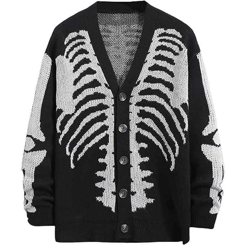 Hey23coming Herfst en winter Heren trui met lange mouwen Damesmode Jacquard Gebreid vest met enkele rij knopen S