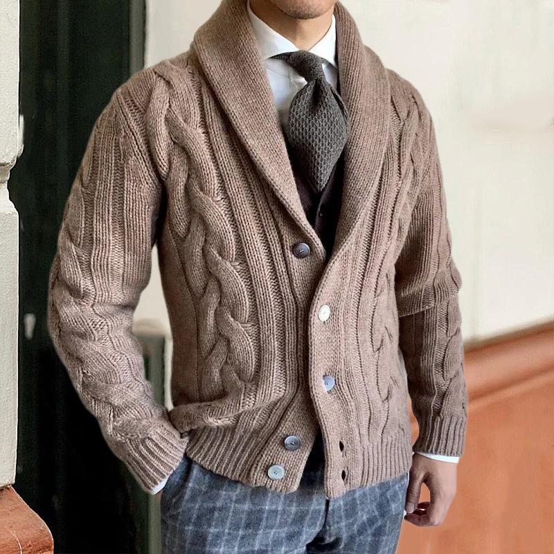 Dara Herfst Winter Warme Trui Heren Cardigan Gebreid Lange Mouw Borstkraag Jas Man Casual Mode Breiwerk Kleding XS wit