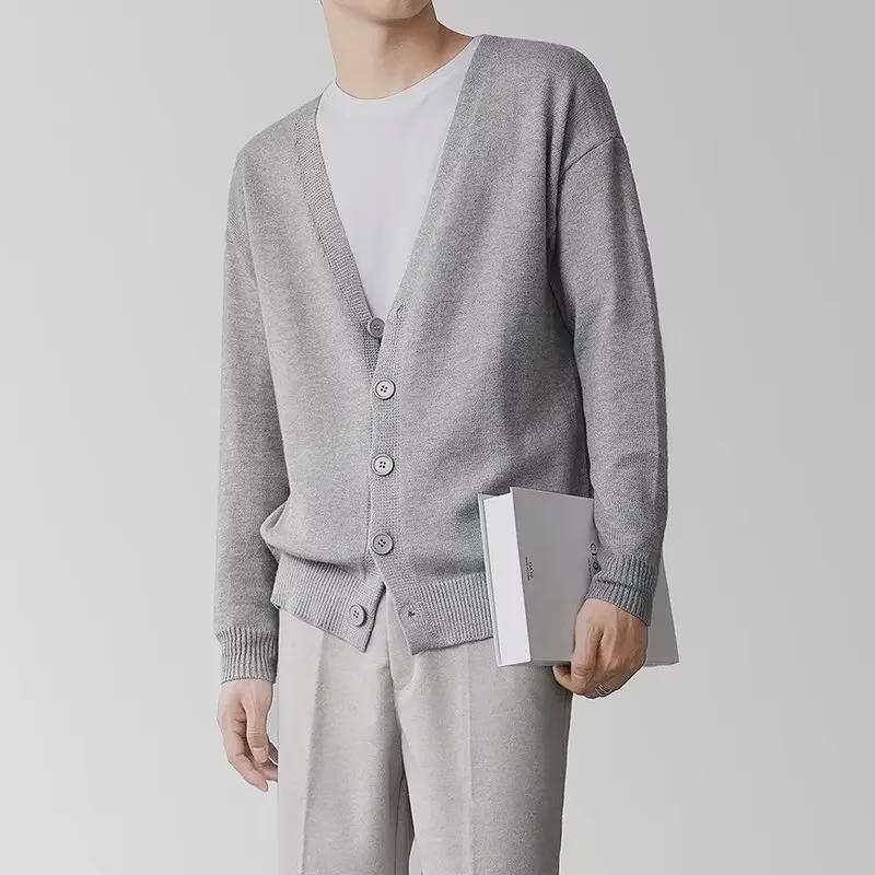 VantaGoods Heren V-hals gebreide cardigan: Zakelijke casual effen trui voor lente en herfst XL