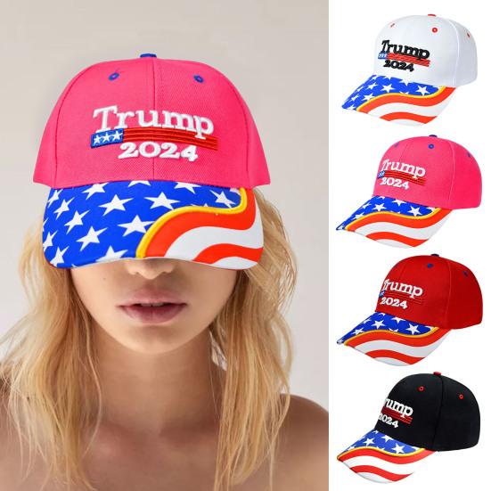 Western Cool Men Trump Baseball Pet Letter Borduurwerk Lange Rand Zonnescherm 2024 President Verkiezingscampagne Amerikaanse Vlag Print Retro Rally's Feesten Unisex Pet roze