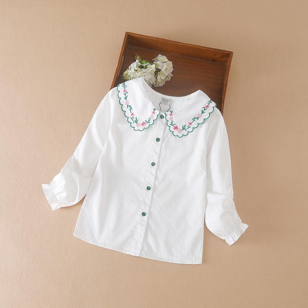 Kuyeebear Meisjesblouses Shirts met lange mouwen voor kinderen Bloemenkleding voor kinderen Meisjesschoolmeisjesoutfit 150 wit