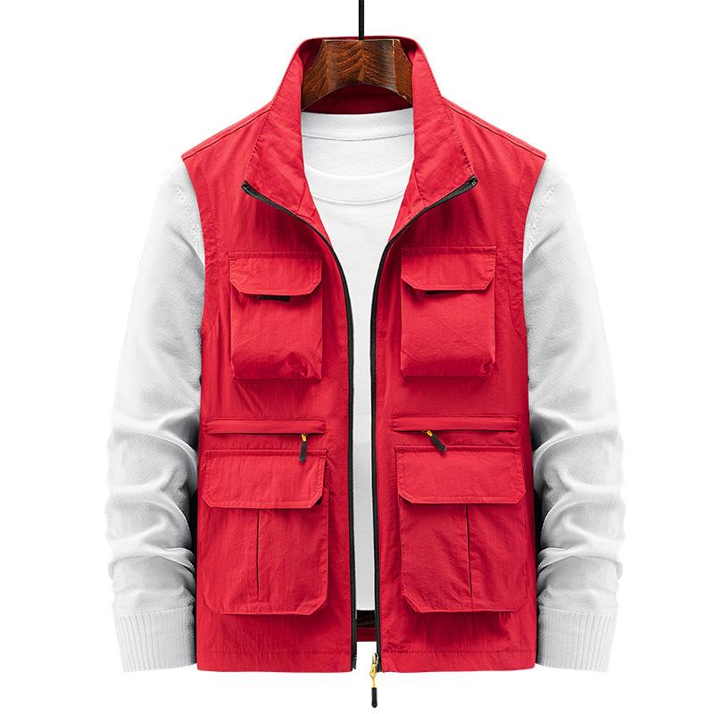 GRK Vest met meerdere zakken Dun outdoorvest voor heren, ademend sportvest XXL zwart