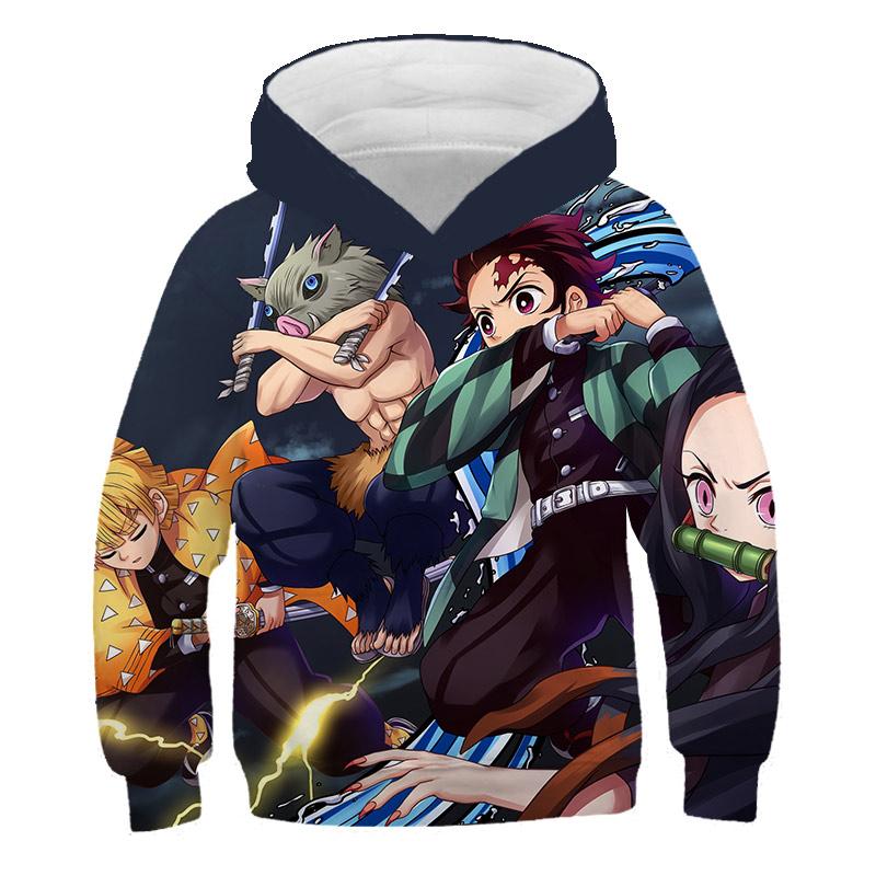 ETST WENDY 011 Jongens Demon Slayer Hoodie Kinderen Capuchon Kleding Kinderen Lange Mouw Tops Nieuwe Anime Serie Cartoon Mode Kleding 120