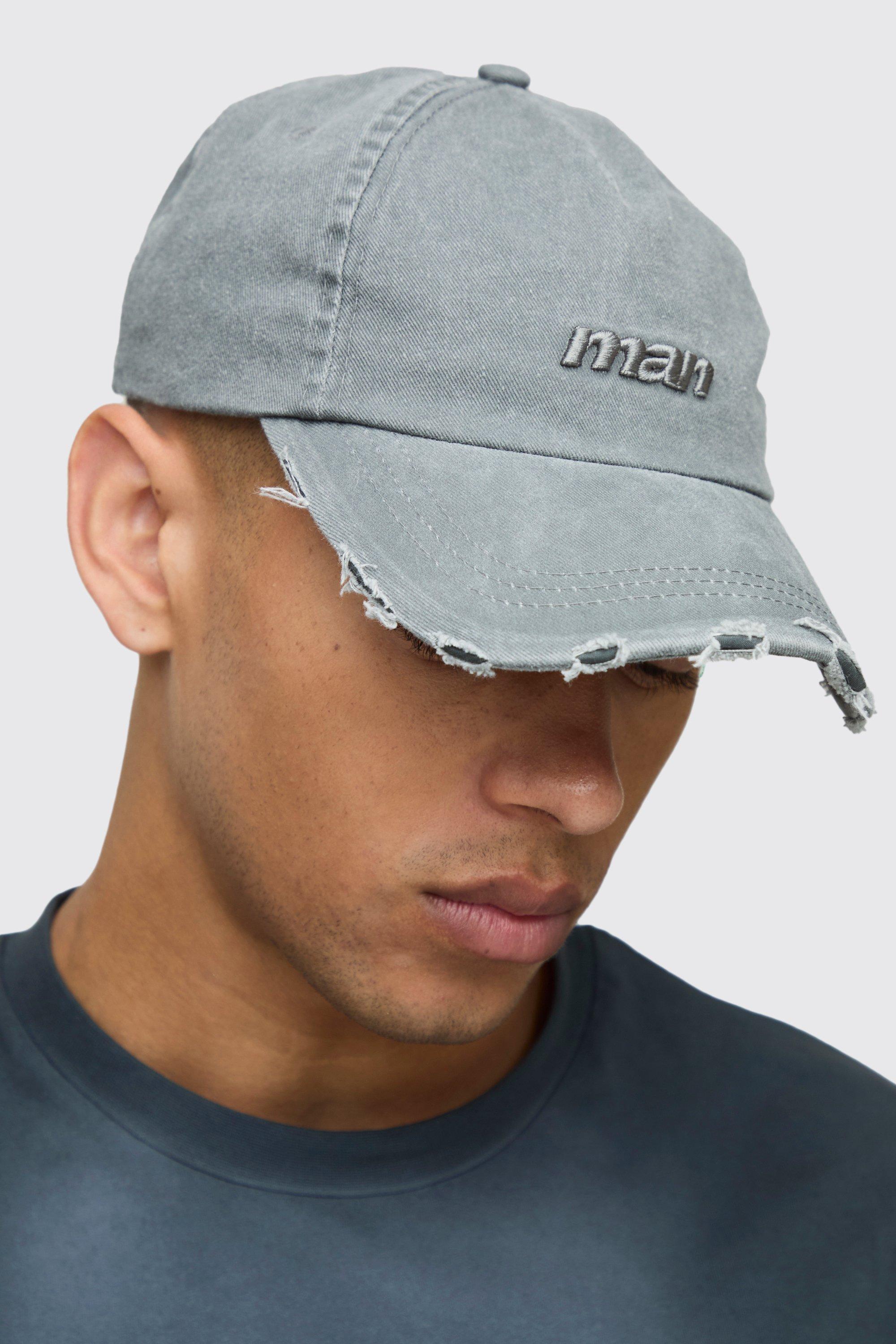 Boohoo Man Signature Gerafelde Pet, Charcoal