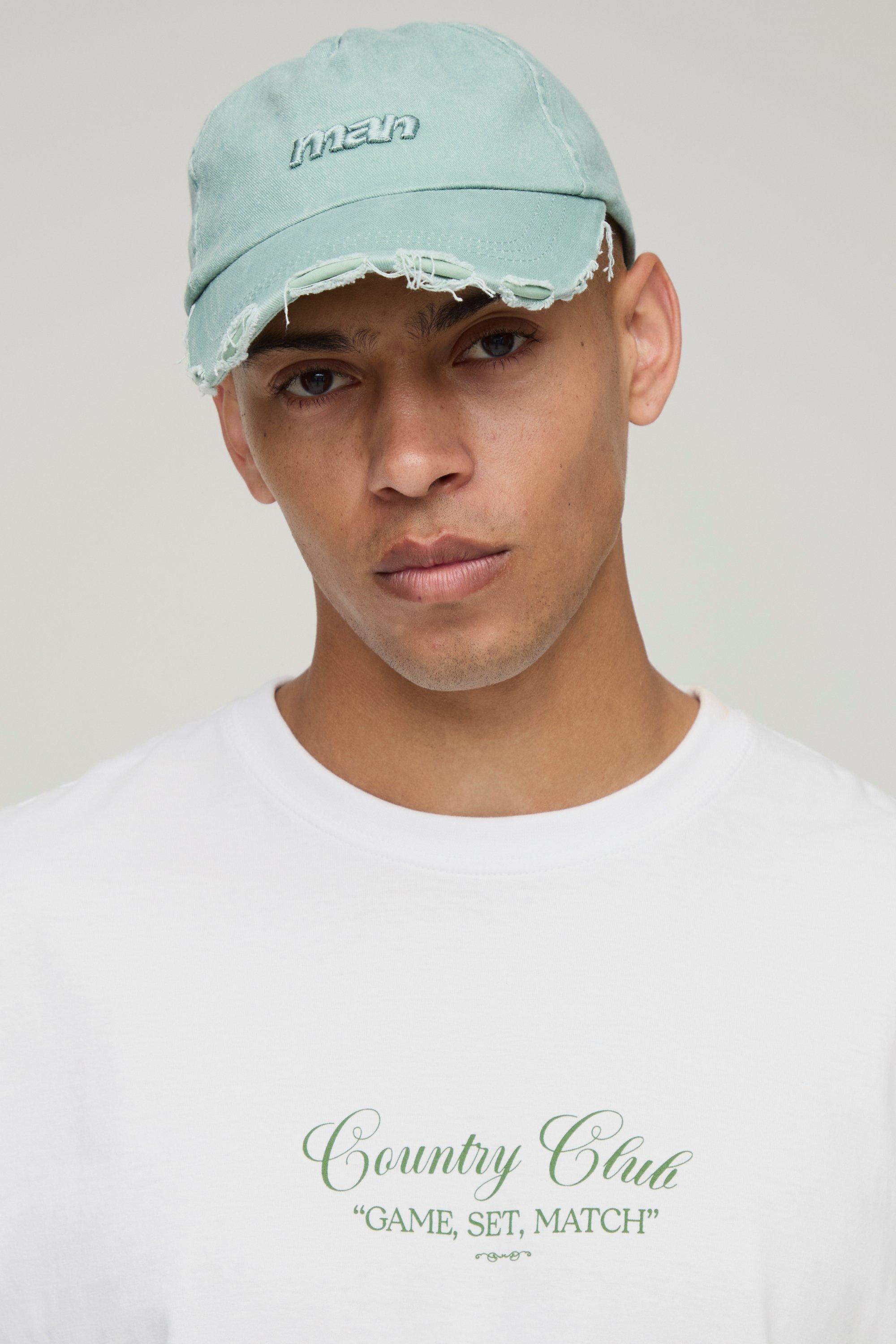 Boohoo Man Signature Gerafelde Pet, Sage