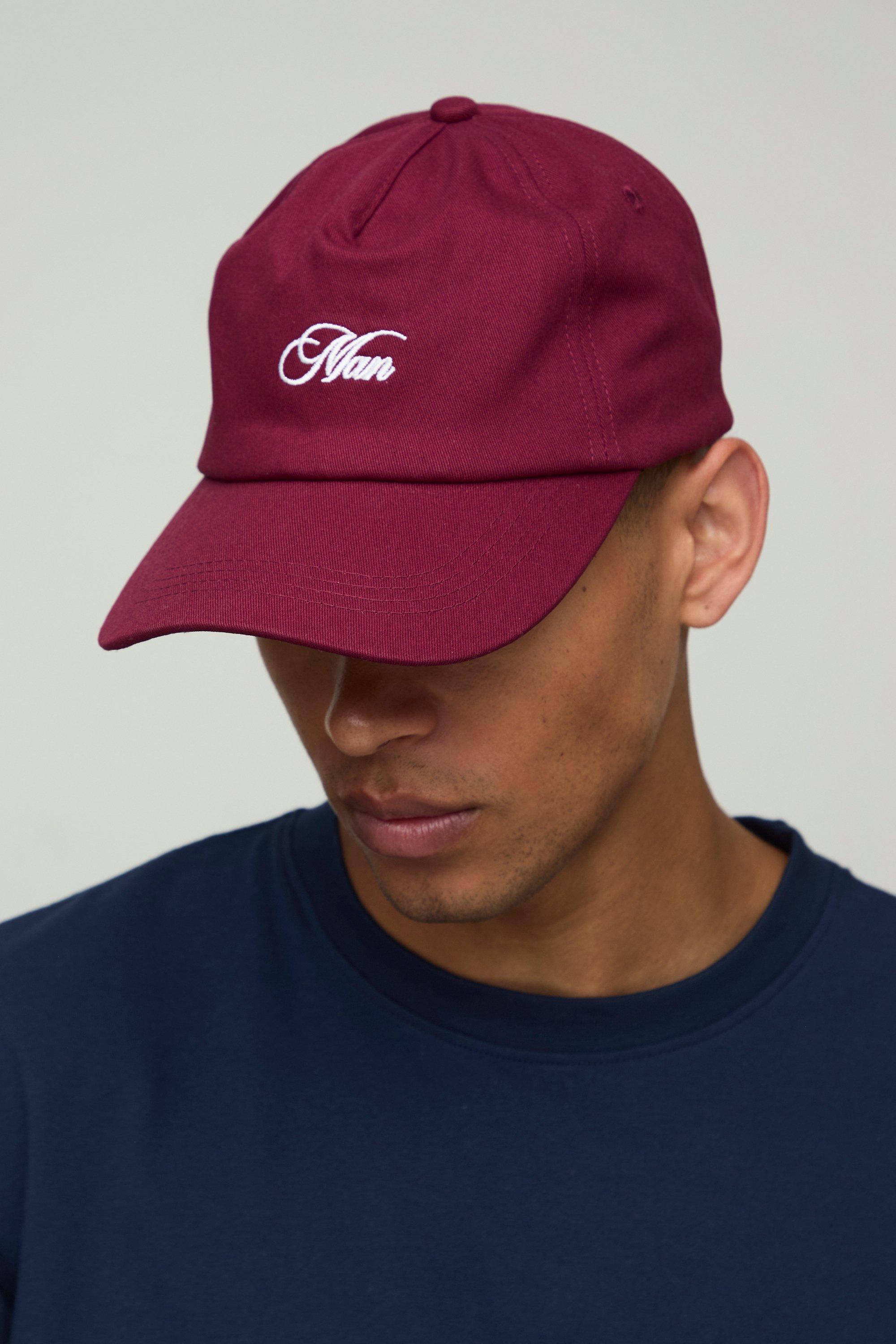 Boohoo Man Geborduurde Keperstof Pet, Burgundy