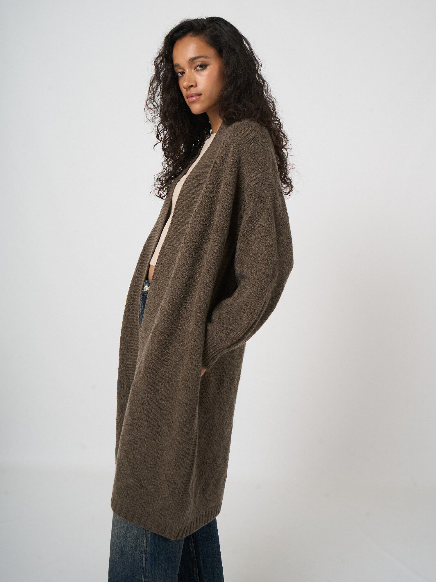 REPEAT cashmere REPEAT Limited Edition - open vest met pofmouwen