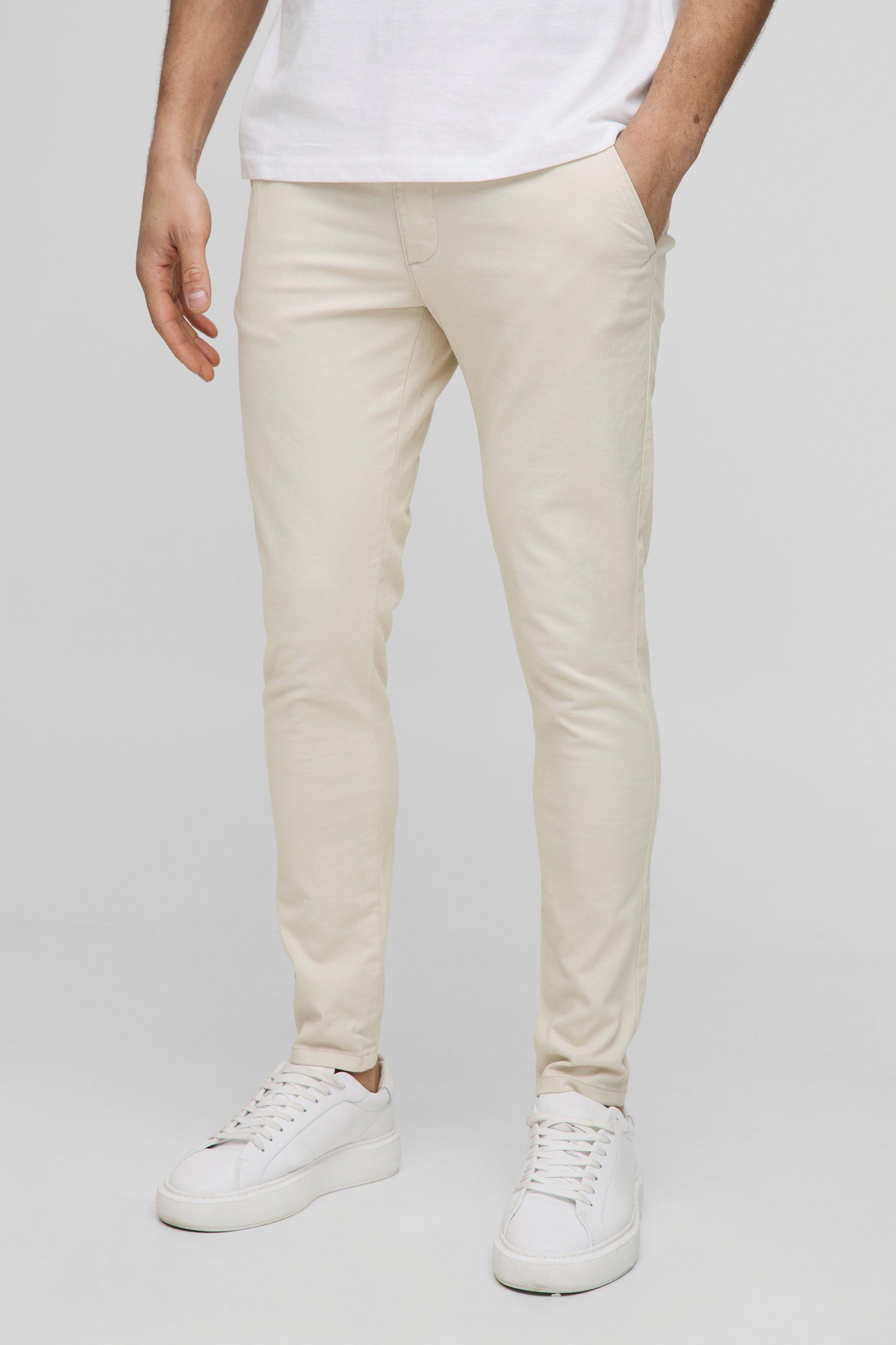 Boohoo Skinny Fit Chino'S Met Tailleband, Stone