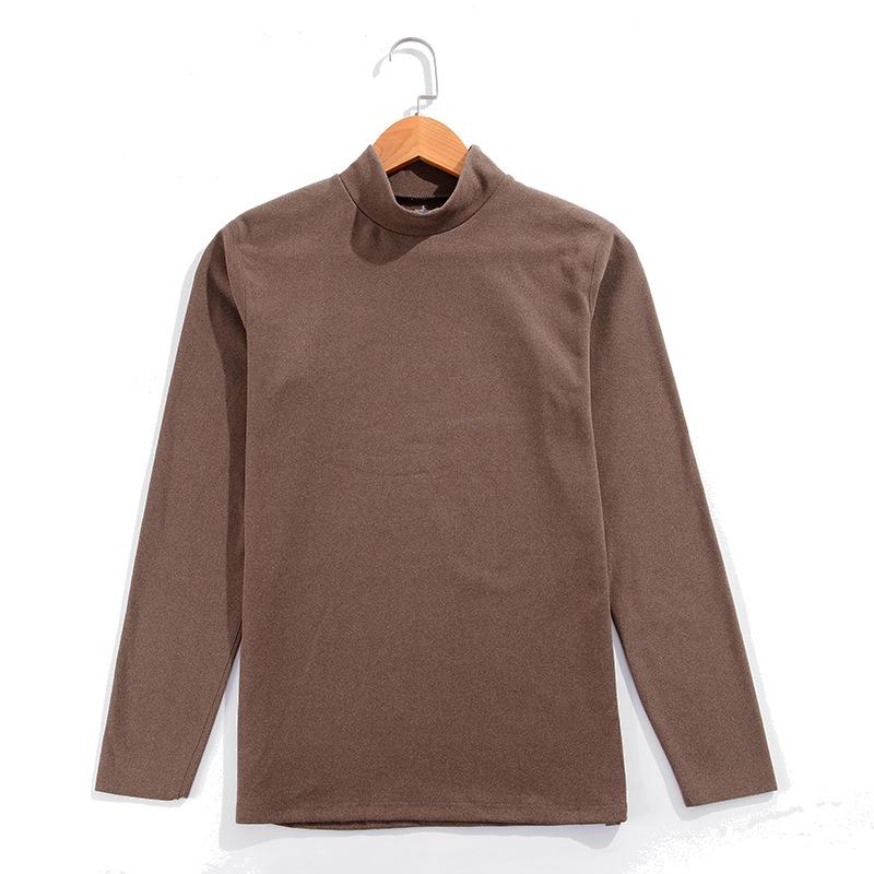 VVGUOWEI Mannelijke herfst en winter effen kleur T-shirt top coltrui met lange mouwen top comfortabele esthetische herenkleding L