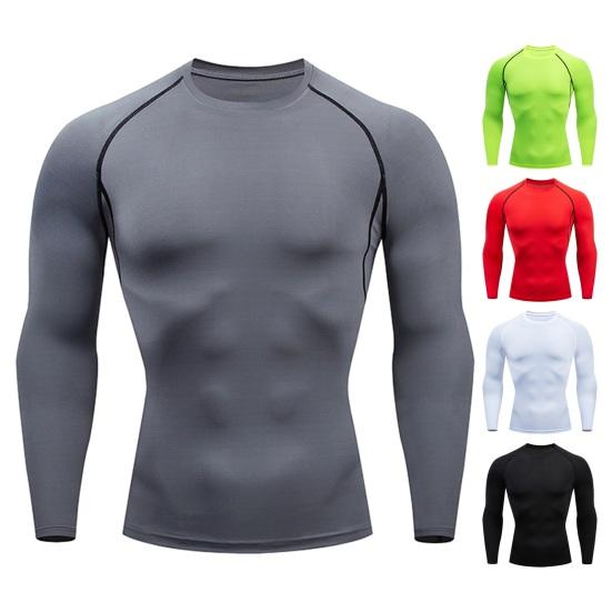 Western Cool Men Fitness-T-shirt voor heren O-hals met lange mouwen Skinny Fit Sporttops Sneldrogende fitnesstrui T-shirts Sportkleding L