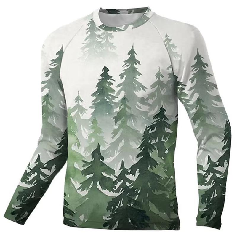 ETST 007 Herenshirt Uv-bescherming Outdoor Ride Oneck Top, natuurlijke landschap T-shirts Heren lange mouwen Hoge kwaliteit Go Fishing Shirt 6XL