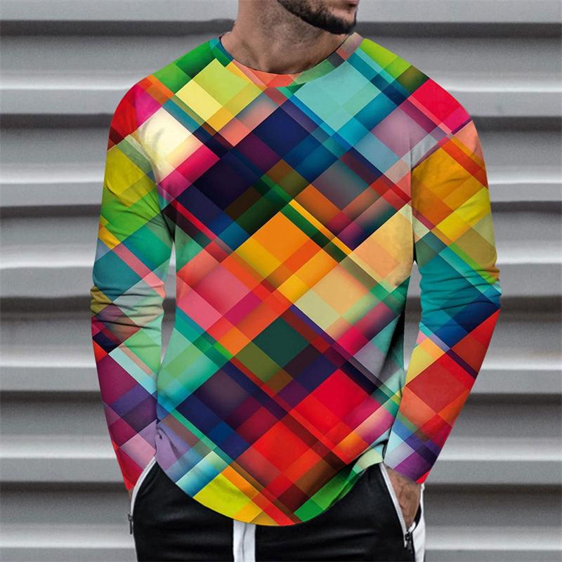 ETST WENDY 005 Heren T-shirt Tee Grafische Gradiënt Ronde Hals Kleding Kleding 3D Print Buiten Dagelijks Lange Mouw Print Modeontwerper Vintage 4XL