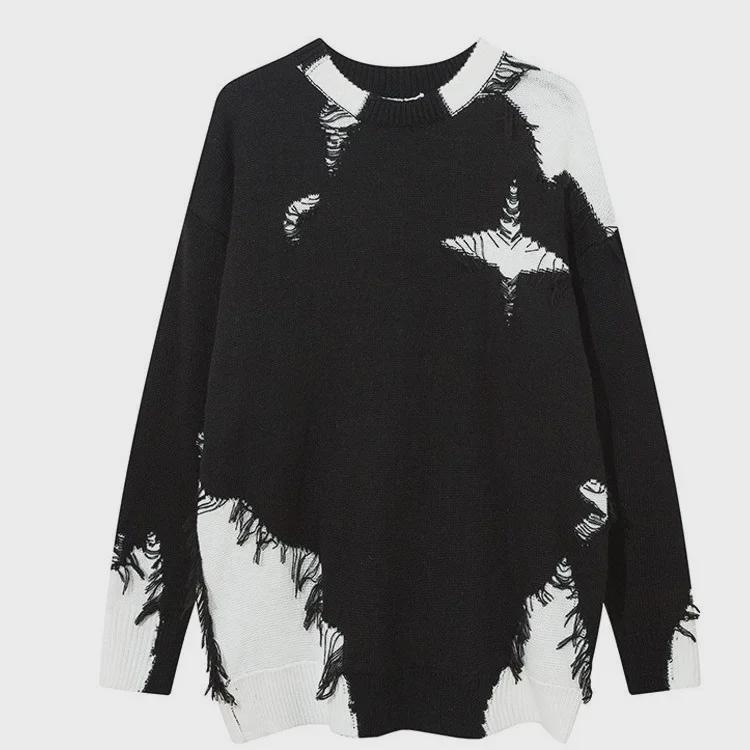 VantaGoods Heren Retro College Stijl Gelaagde Contrast Brei Trui voor Lente & Herfst X-Large zwart