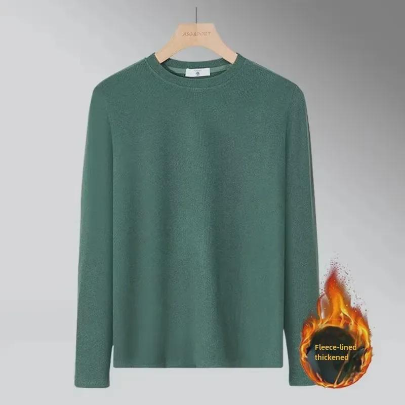VantaGoods Dikke pluche T-shirt met lange mouwen voor heren - Warm, koudebestendig ronde hals voor tieners (Herfst/Winter 2024) L