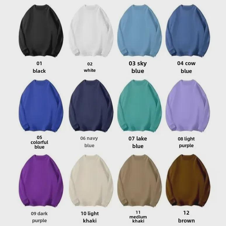 VantaGoods Effen ronde hals fluwelen trui voor heren - Trendy, losse pasvorm, Hong Kong-stijl, luie, casual winterbreisels 3XL
