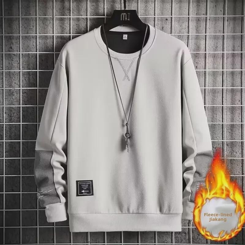 VantaGoods Trendy ronde hals sweatshirt met lange mouwen voor heren: Losvallend, all-match, zonder capuchon - Perfect voor de lente en herfst. XXL wit