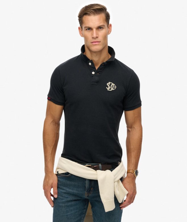 Superdry Vintage Athletic Poloshirt met Borduursel Blauw