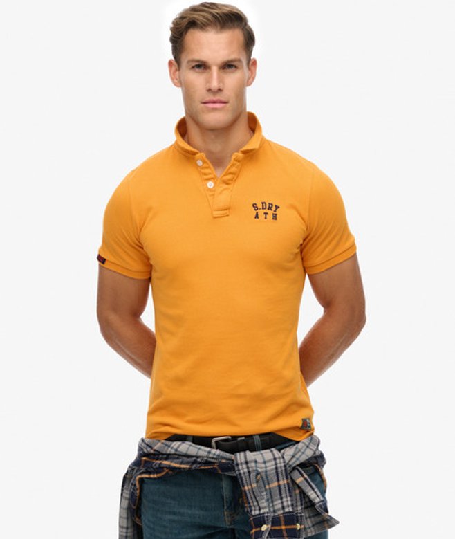 Superdry Vintage Athletic Poloshirt met Borduursel Gold