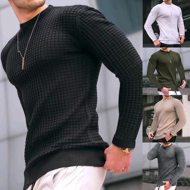 Tooyoo Sweatwear Heren Ronde Kraag Herfst Winter Casual Lange Mouw Basic Gebreide Trui Pullover Heren Tops Sweatshirts T-shirt XXXL zwart