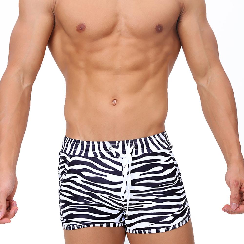 UXH Fashion Heren zwemslips Trunks Zebra-streep strakke pasvorm Sexy badmode Strandkleding Looien Surfen GYM XXL zwart