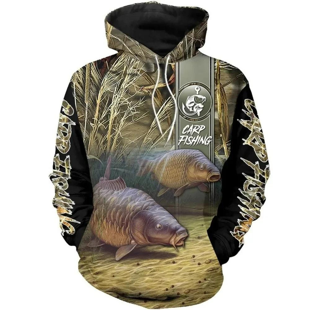 ETST 011 Nieuwe 3D-print CARP-vispatroon Hoodie Outdoor Visjacht Heren Sweatshirt Mode Plus Size sudaderas tops L