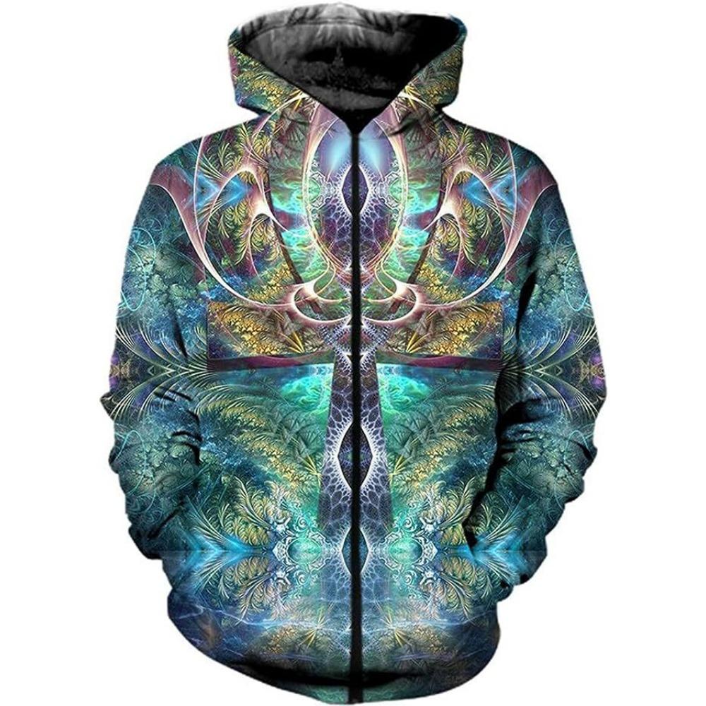 HerSight Herfst Winter Zip Up Hoodies Jas Dames 3D Geprint Heren Rits Sweatshirt Heren Casual Cardigan Jas 6XL