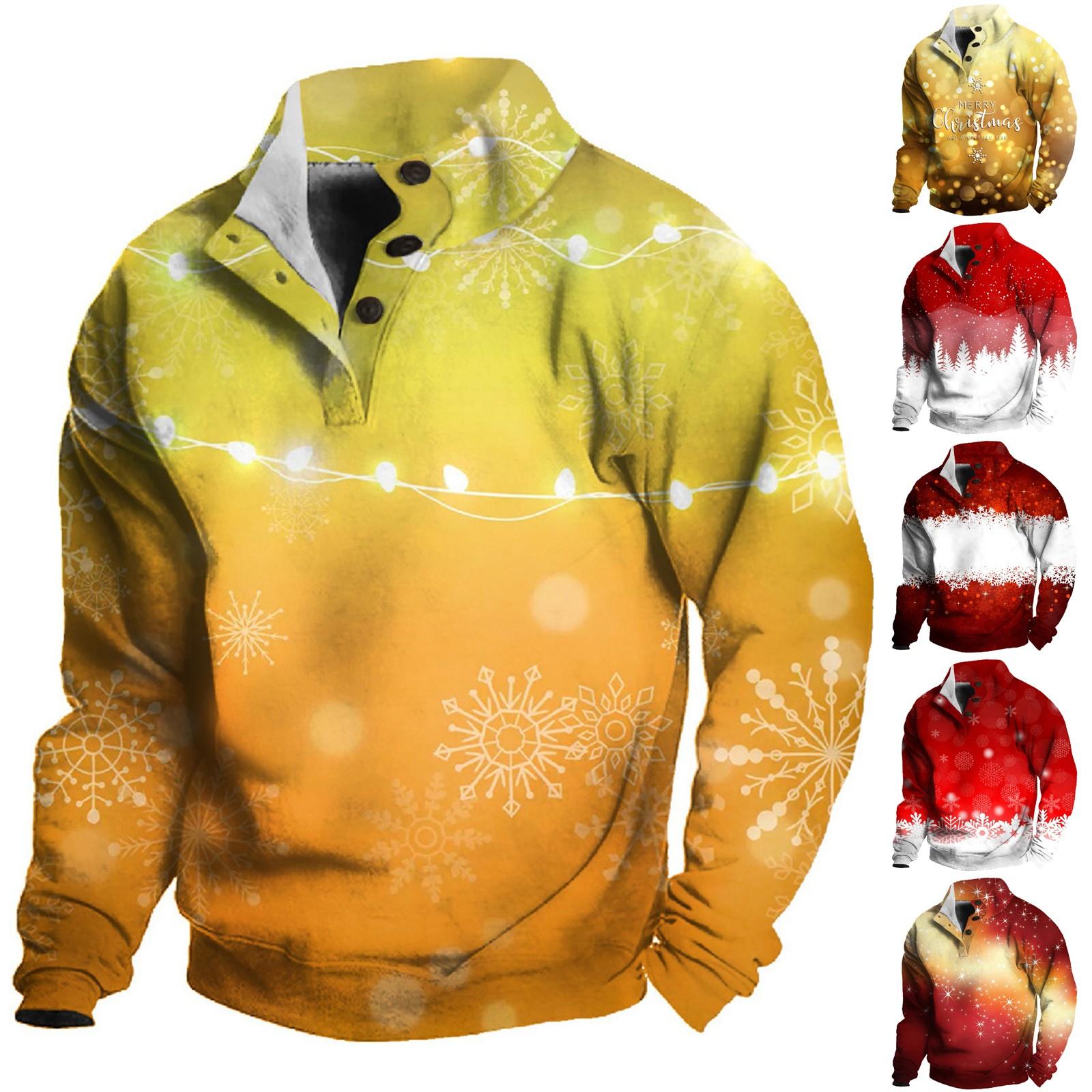 Kaixindianpu Lente en herfst herensweatshirt met staande kraag is outdoor casual truien tops XXXL goud