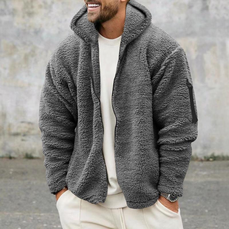 FX Men Herfst Winterjas Heren Dubbelzijdig Fleece Warme Jassen Casual Sport Capuchonjas L kaki