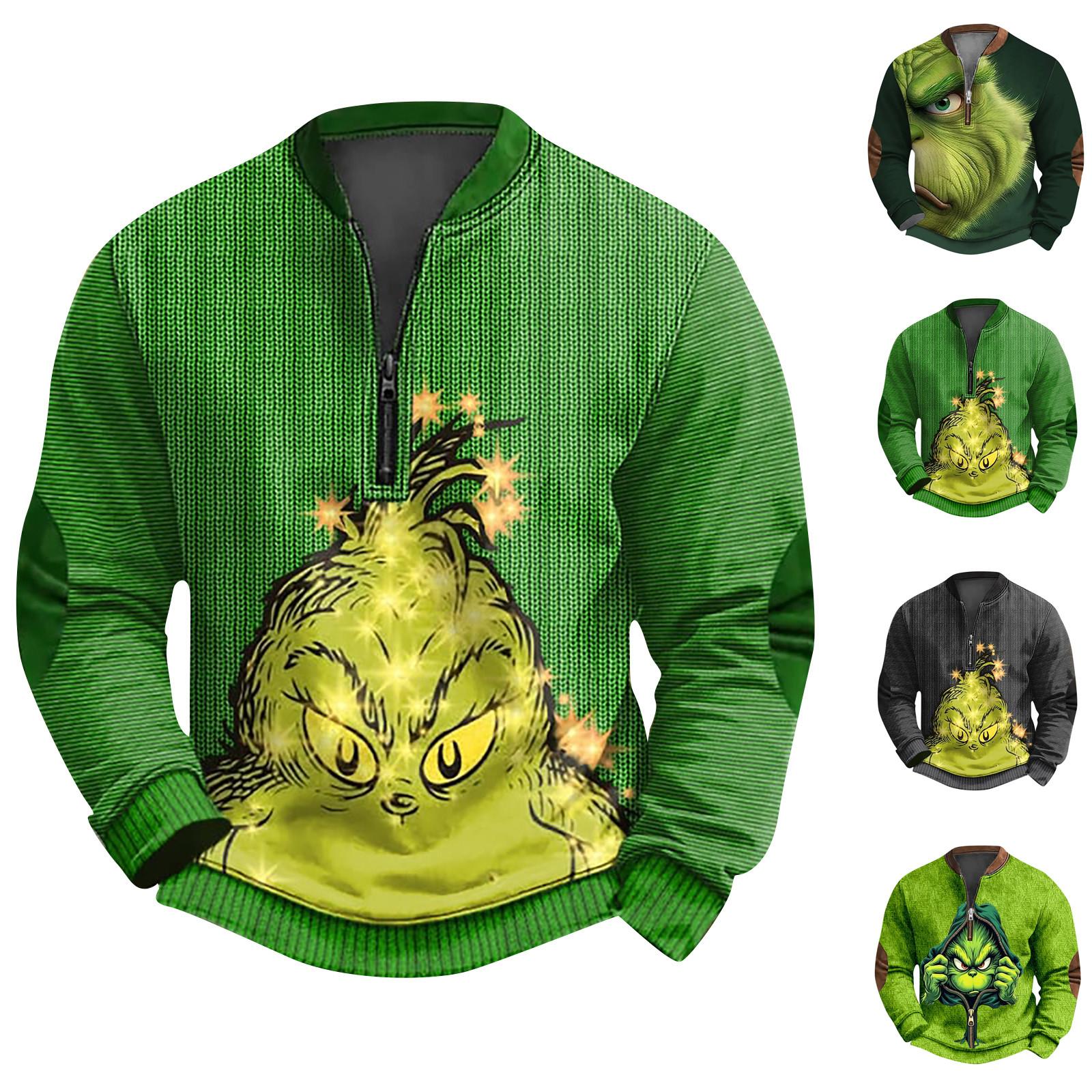 Sagittarius7v Heren Retro Casual Gradient Bedrukt Sweatshirt XL lichtgroene kleur
